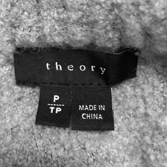 Theory Gray Wool Blend Fuzzy Knit Crewneck Long Sleeve Pullover Sweater Size S - Picture 3 of 4
